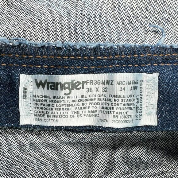 Wrangler Jeans Men's Size 38 Blue Flame Resistant Slim Fit Straight Leg Denim - Picture 12 of 12